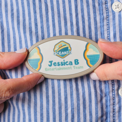 Branded Name Badge in use