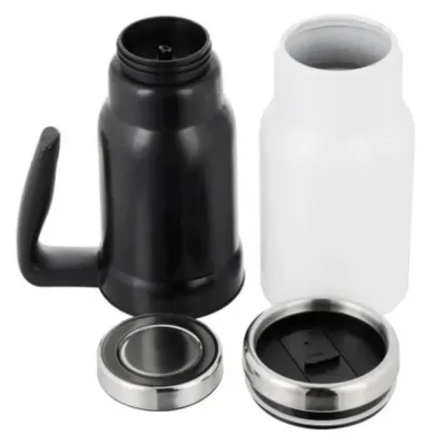 Branded Travel Mug in White and Black (17oz Stainless Steel) Plain from BMPM®