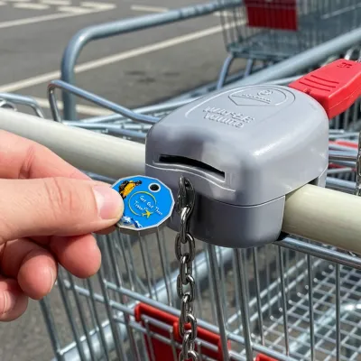 Branded Trolley Coin Keyring with Full Colour Branding from BMPM®