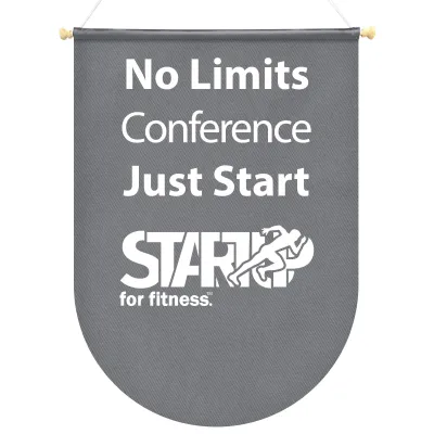 - Bespoke Size (Up to 100cm x 70cm) Colour TBC Cotton Fabric Finished with Wooden Pole with End Caps & 100cm Hanging String - Rectangle With Circle Curved End