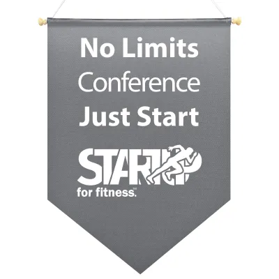 - Bespoke Size (Up to 100cm x 70cm) Colour TBC Polycotton Fabric Finished with Wooden Pole with End Caps & 100cm Hanging String - Rectangle With Pointed End