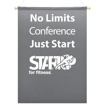 - Bespoke Size (Up to 100cm x 70cm) Colour TBC Polycotton Fabric Finished with Wooden Pole with End Caps & 100cm Hanging String - Rectangle With Straight End