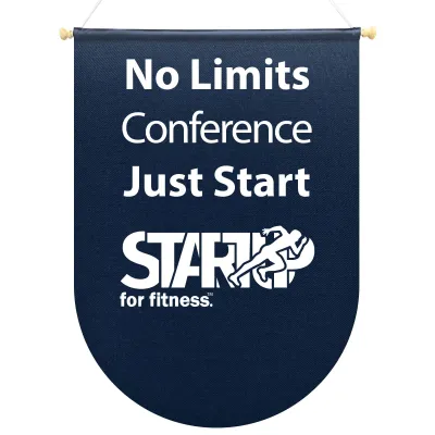 - Bespoke Size (Up to 100cm x 70cm) - Navy Blue Polycotton Fabric Finished with Wooden Pole with End Caps & 100cm Hanging String - Rectangle With Circle Curved End