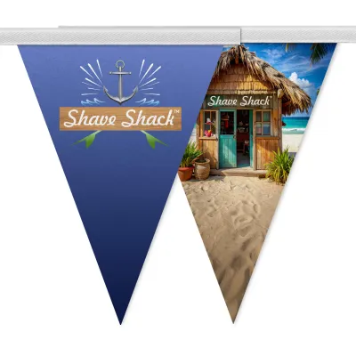 1 Metre (2 Triangular Flags / 30cm Webbing Spacing) (White) Mock Suede Polyester Fabric (Sew to 5m Lengths)