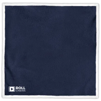 (140cm x 140cm Double) - Navy Blue Sherpa Fleece